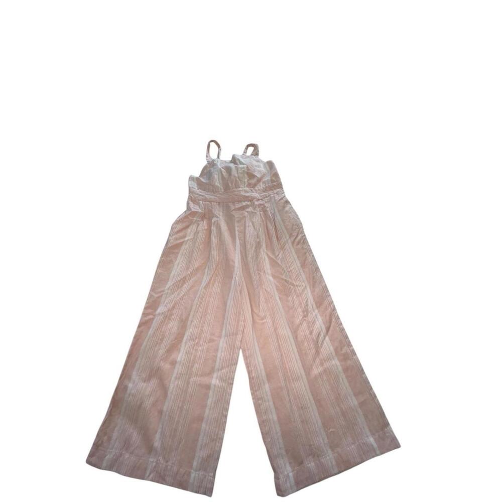 Tommy Bahama Pink White Striped Jumpsuit Wide Leg Cotton Romper Girls 2T